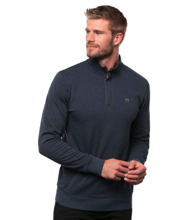 Travis Mathew Cloud Qtr Zip Heather Blue