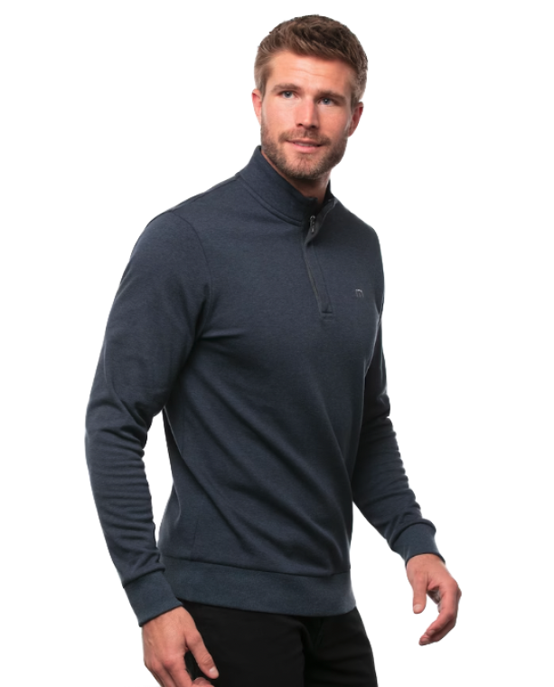 Travis Mathew Cloud Qtr Zip Heather Blue
