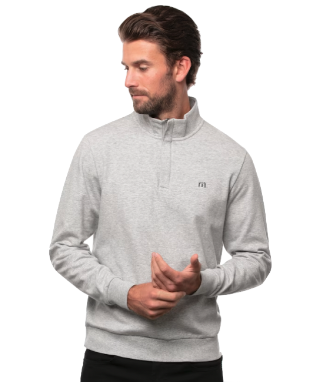 Travis Mathew Cloud Qtr Zip Heather Light Grey