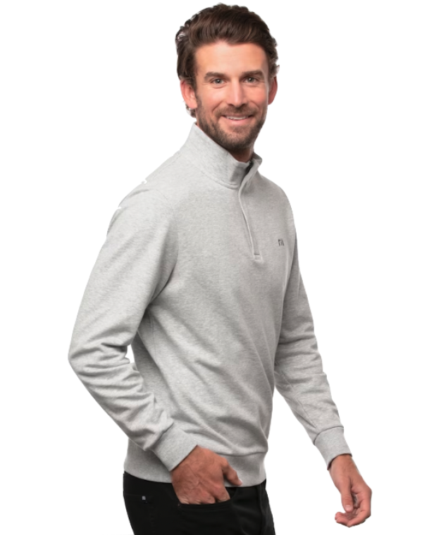 Travis Mathew Cloud Qtr Zip Heather Light Grey